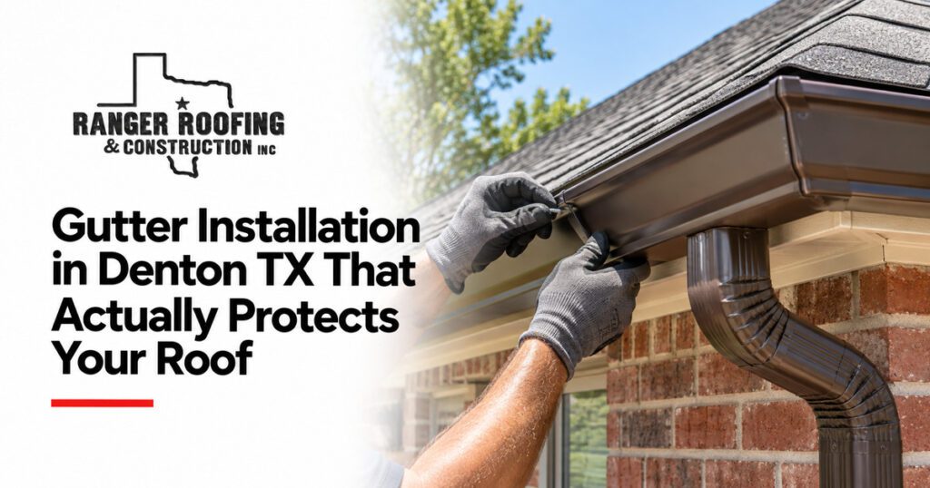Ranger Roofing & Construction graphic: Gutter Installation in Denton TX That Actually Protects Your Roof