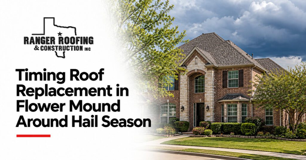 Ranger Roofing & Construction graphic: Timing Roof Replacement in Flower Mound Around Hail Season