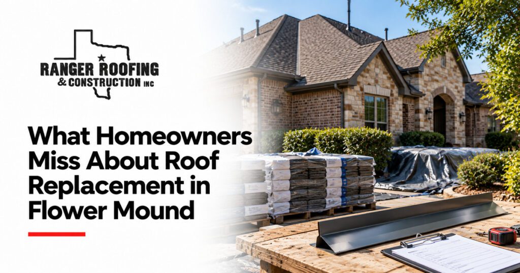 Ranger Roofing & Construction graphic: What Homeowners Miss About Roof Replacement in Flower Mound